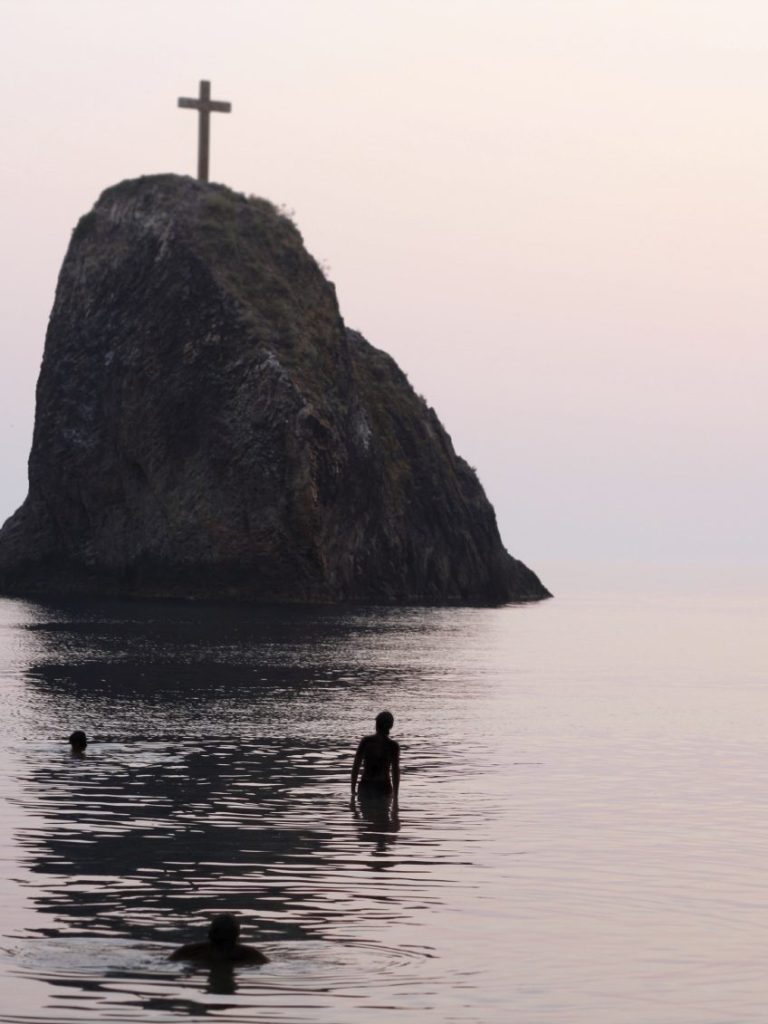 Cross on a rock