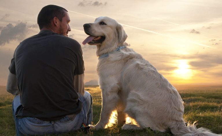 Christian man with dog